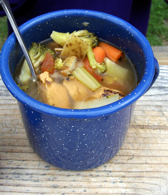 Veggie soup in a cup.
