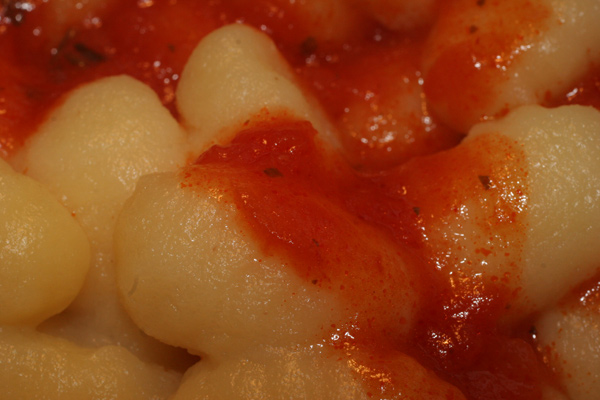 Gnocci with tomato sauce.