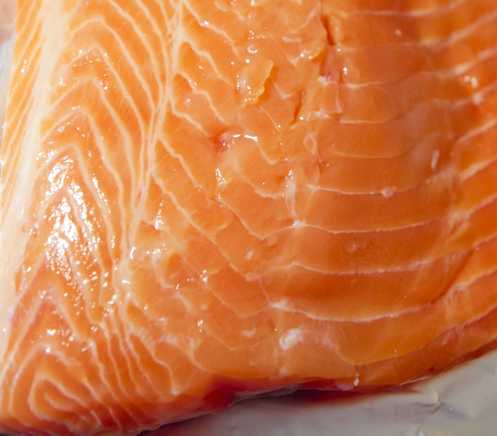 Detail of raw salmon fillet.