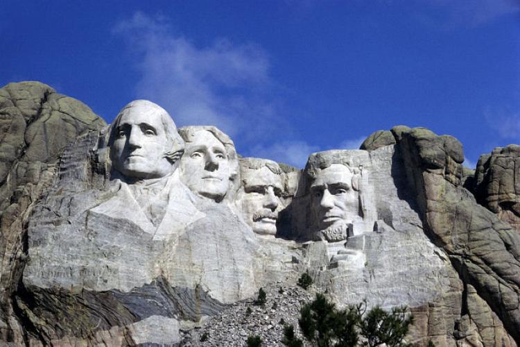 Mount Rushmore busts.
