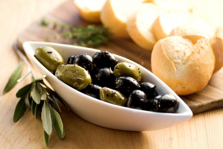 Marinated olives as appetizer.
