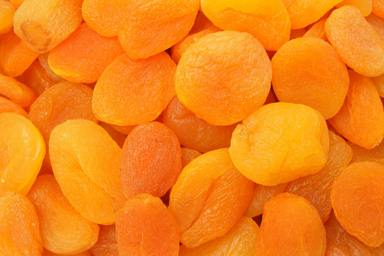 Detail of dried apricots.