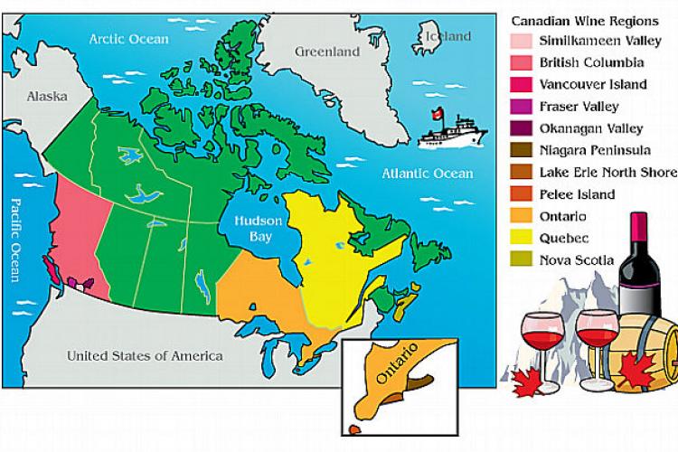 Canadian wine map.