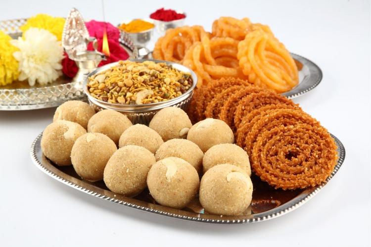 A selection of typical Diwali food.