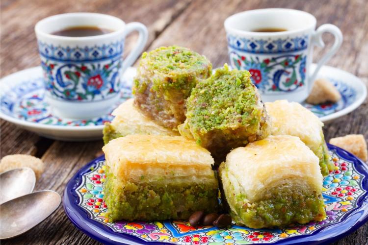 Turkish sweets served with Turkish coffee.