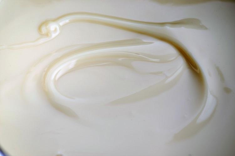 Detail of melted white chocolate.