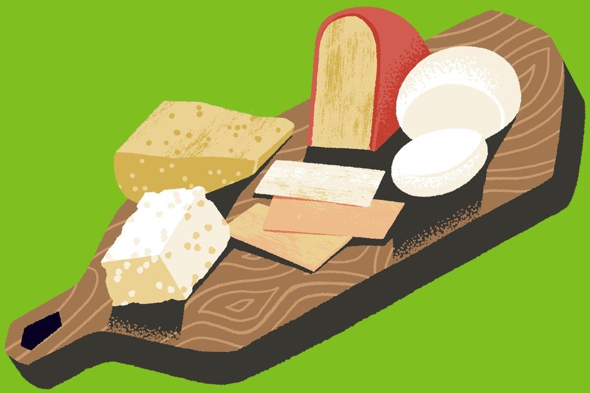 Cheese board for the fall season, drawing.