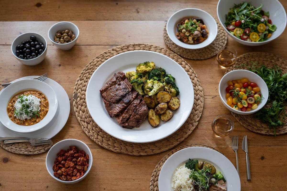 A selection of seasonal food to illustrate the concept of solstice meals.