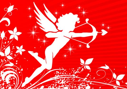 Cupid shooting and arrow.