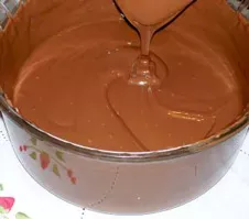 Stirring melted chocolate.