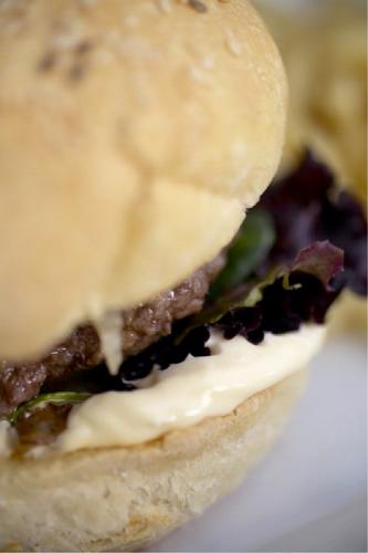 Detail of a burger.