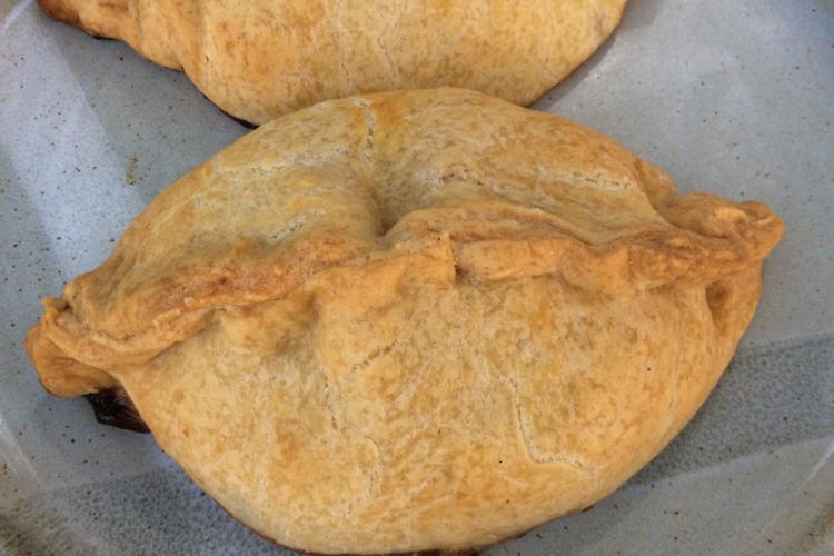 Top view of a Corhinsh pasty.