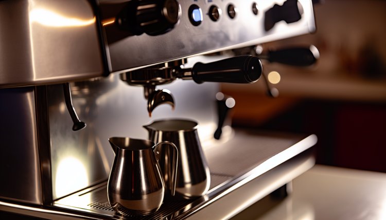 Professional coffe machine at a bar.