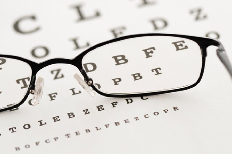 A pair of reading glasses.
