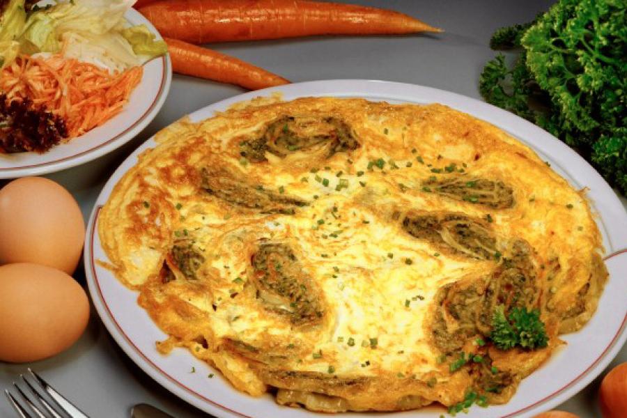 Detail of egg frittata.