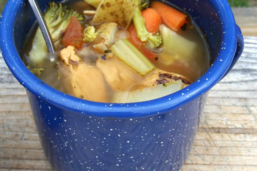 Veggie soup in a cup.