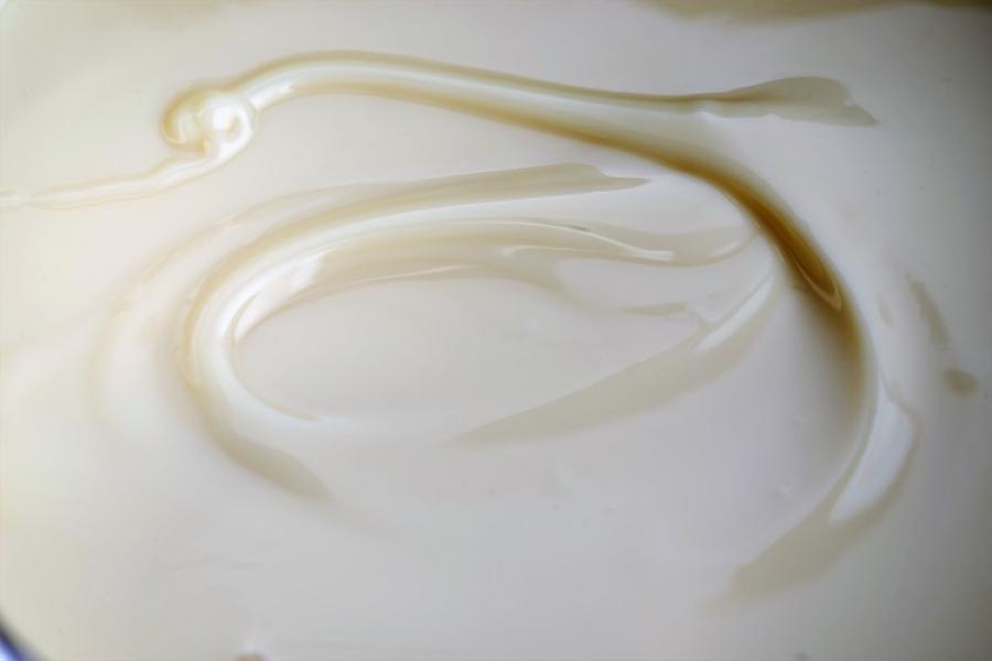 Detail of melted white chocolate.