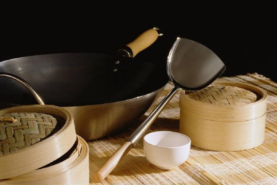 Bamboo steamers for wok.