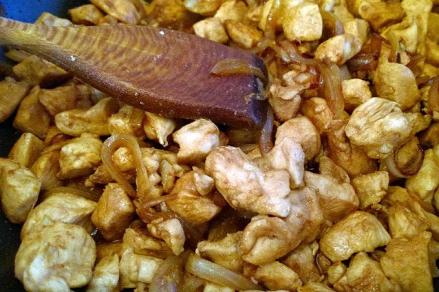 Chinese stir fry cooking style.