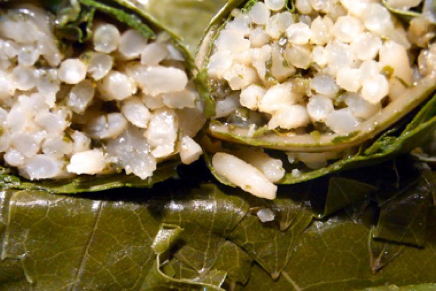 Rice stuffed dolma sectioned.