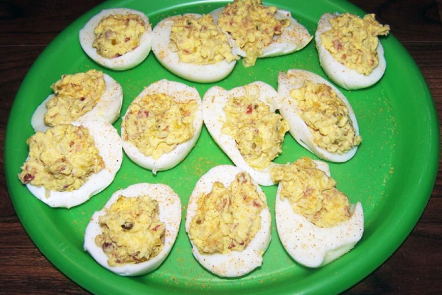 Home made Southern deviled eggs.