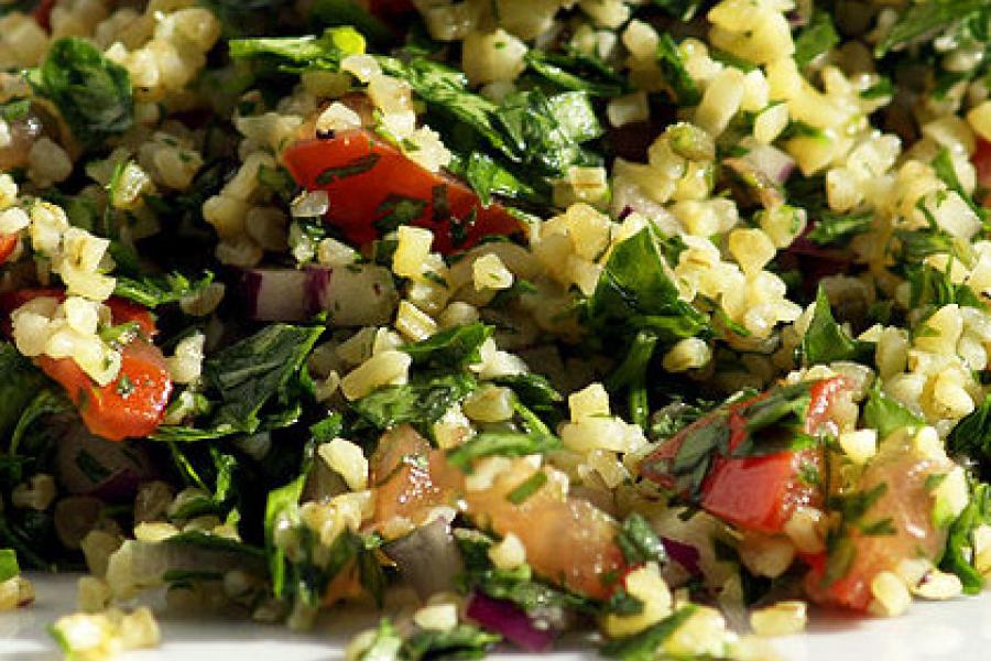 Close up of tabbouleh.