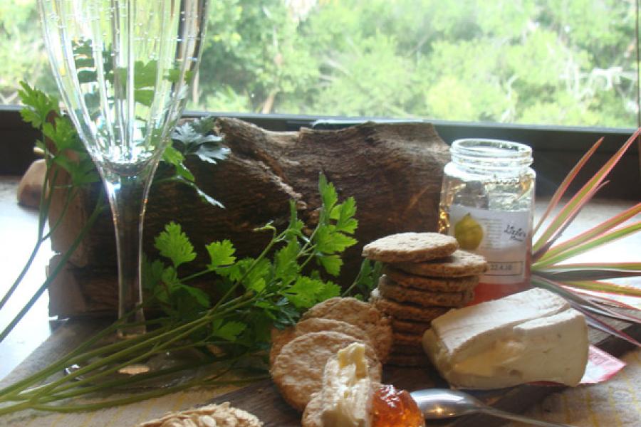 Oat cakes and wine.