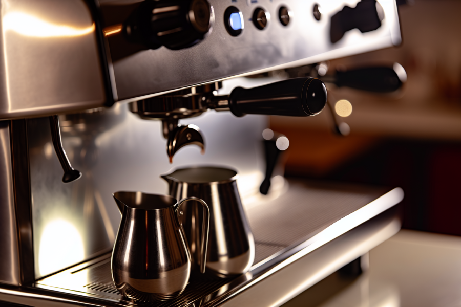 Professional coffe machine at a bar.