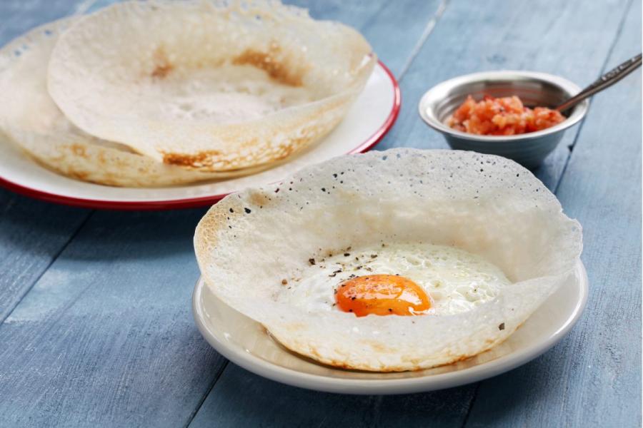 Sri Lankan egg hoppers, popular food.