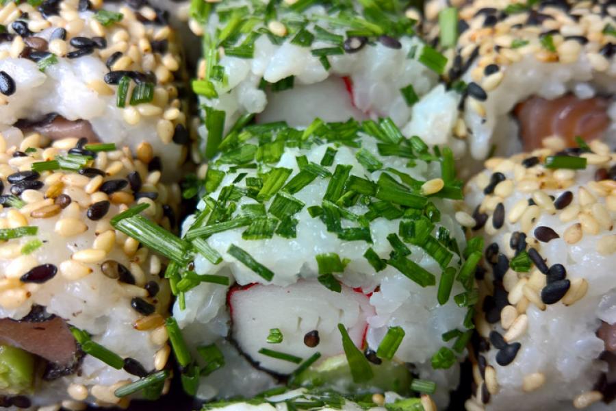 Sushi made with vinegared rice.