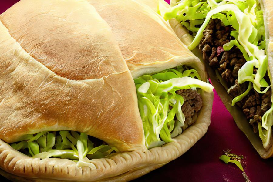 Detail of a runza sandwich.