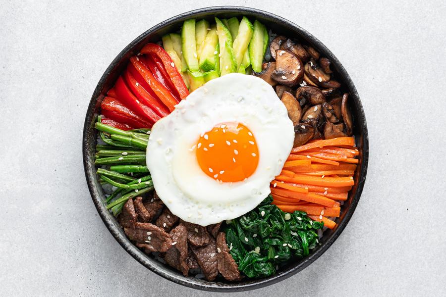 A bowl with Korean bibimbap.