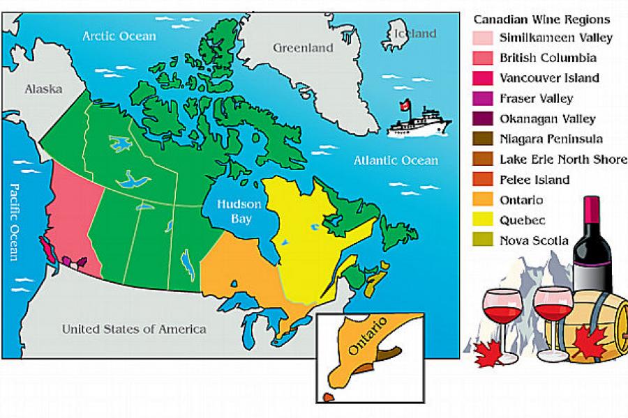 Canadian wine map.