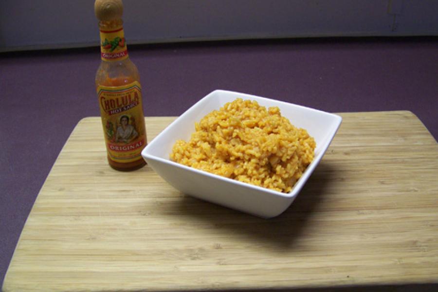 Mexican rice on a plate.