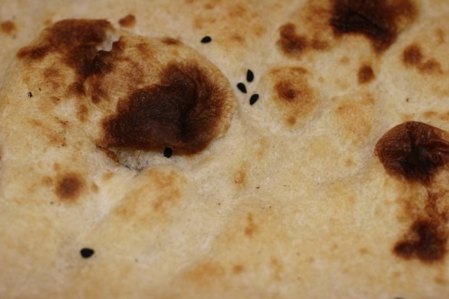 Close up of naan bread.